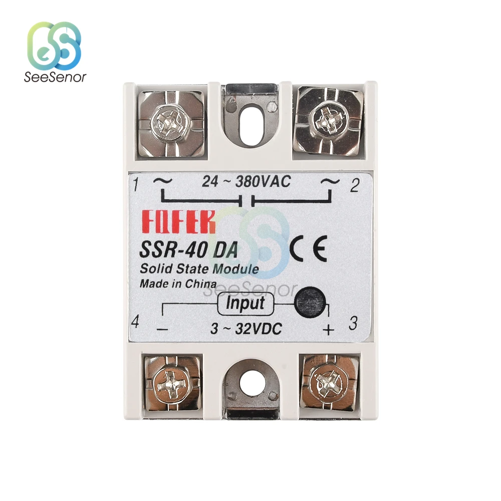 

SSR-40DA Solid State Relay White Alloy Heat Sink 3-32V DC to 24-380V AC SSR 40DA