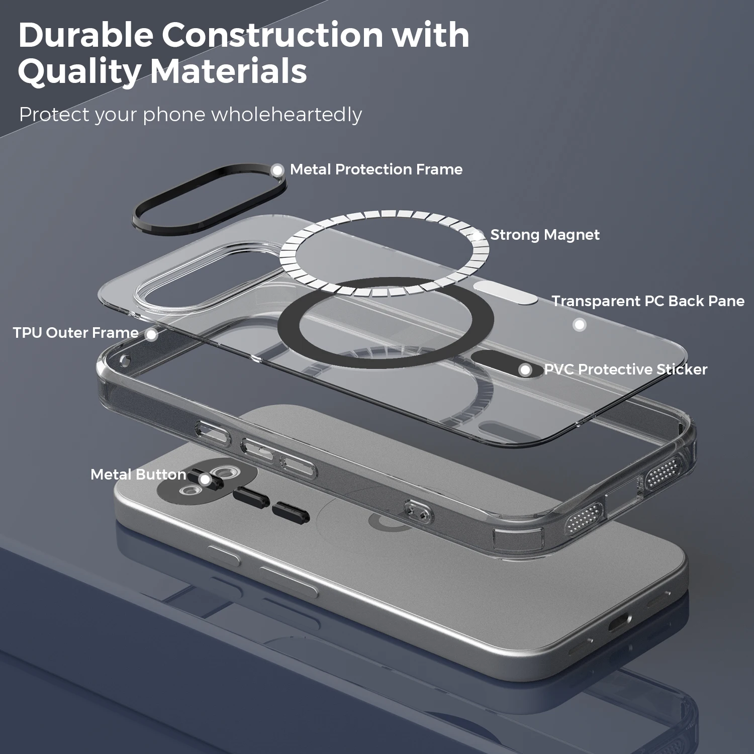 Luxury Clear Acrylic Magnetic Case with Wireless Charging and Shockproof Bumper Cover
