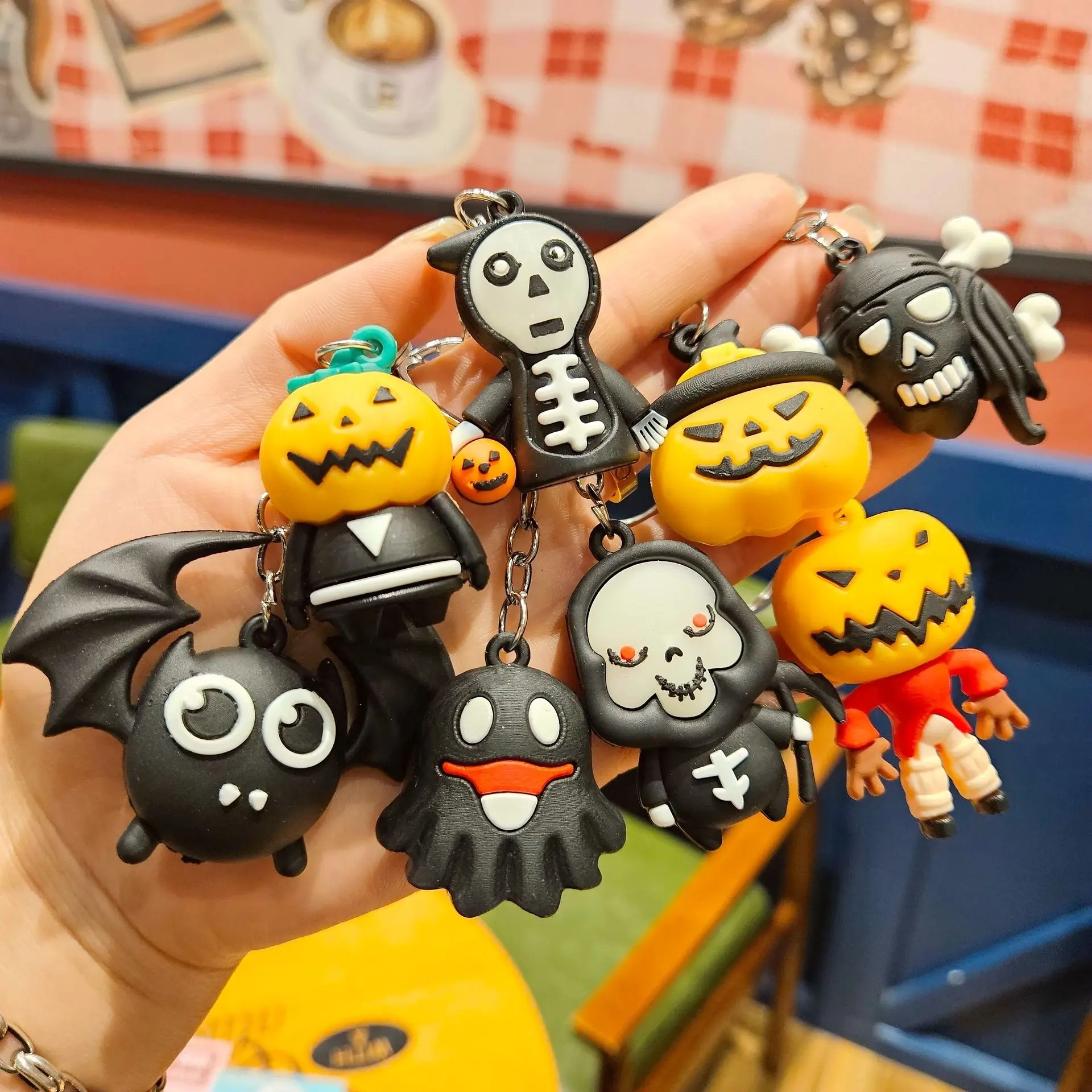 Cute Skeleton Keychain Cartoon Pumpkin Ghost Bat Silicone Doll Keyring for  Girls Boys Backpack Pendant Halloween Accessorie Gift - AliExpress