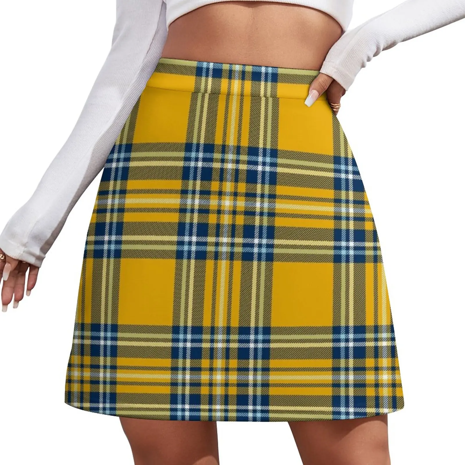 

Blue Gold White Tartan (2a) Mini Skirt women's summer clothing 2024 mini denim skirt skirts for womens