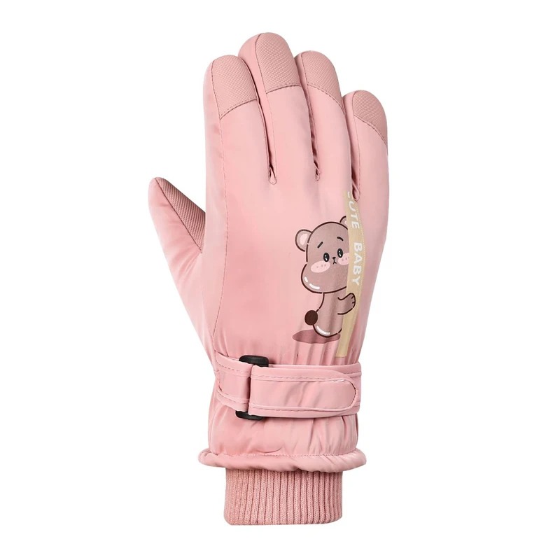 Winter Child Gloves for Girls Boys Waterproof Skiing Kids Gloves Bear Thicken Telefingers Children Winter for Sports