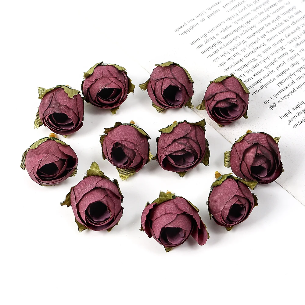 10/20/50 Stück Rosenknospen, künstliche Blumen aus Seide, 2 cm, künstliche Blumenköpfe für Heimdekoration, Hochzeitsdekoration, DIY, Brautkranz-Zubehör – Detail 15