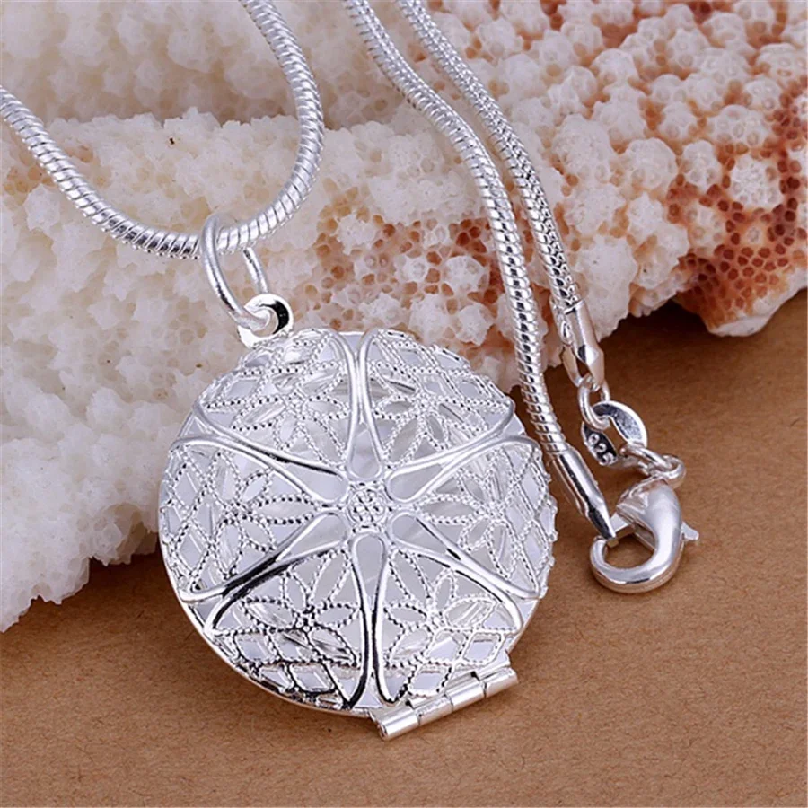 

New Free shipping Special silver COLOR necklaces fashion aesthetic Women Network flower necklace Photo frame wedding