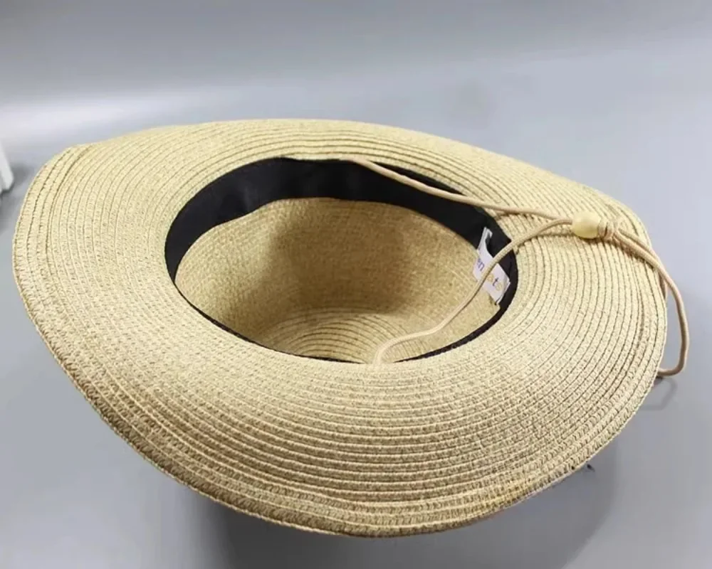 Top Qualität Mann Hohl Stroh Hut Breiter Krempe Strand Faltbare Kappe Große Knochen Größe Plus Größe Sonnenschutz Fedora Hut 58CM 60CM 62CM – Detail 18