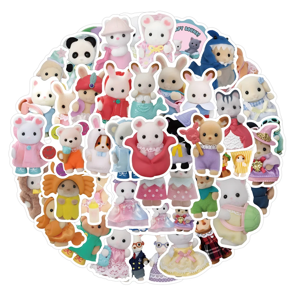 Calico Critters Graffiti Cartoon Stickers 10/30/60/120pcs For DIY Decoration