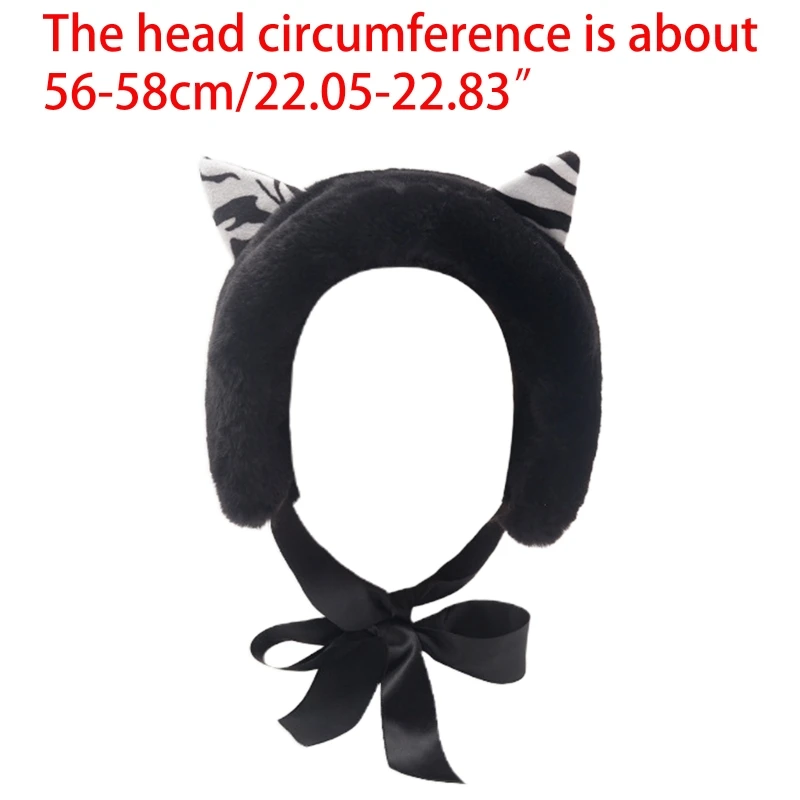 여성 겨울 퍼지 플러시 귀마개 머리띠 고양이 귀 Bowknot Earflap Hairband
