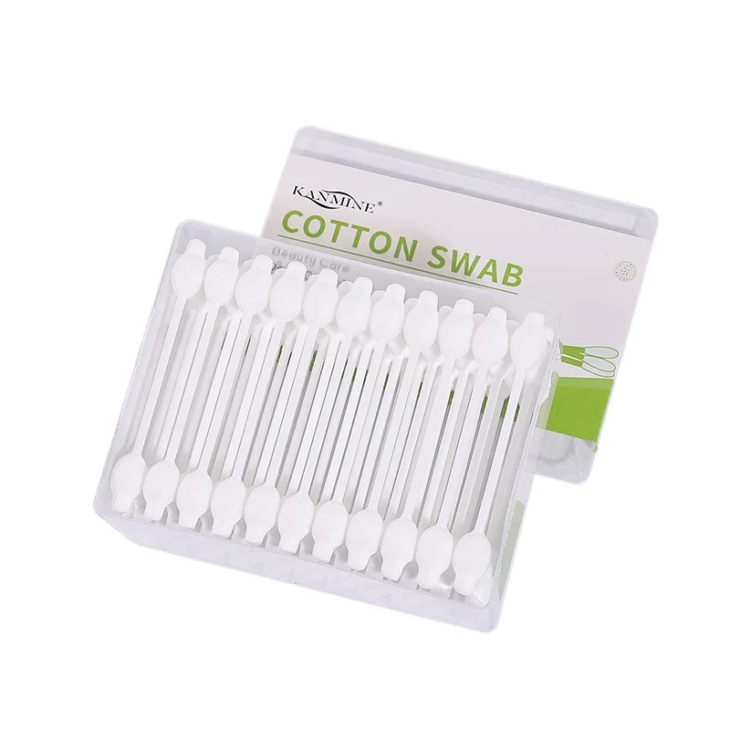 Hot Sale Hourglass Head Biodegradable Eco-friendly safty cotton buds qtips plastic sticks baby cotton swabs