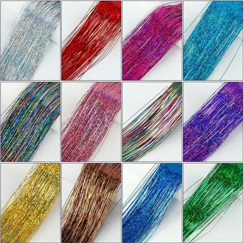 Braiders 12 Colors Hair Tinsel Extensions Tools Braiding Sparkle Shiny Hair Braiding Headdress Long Hair Accessories Werkzeuge 4