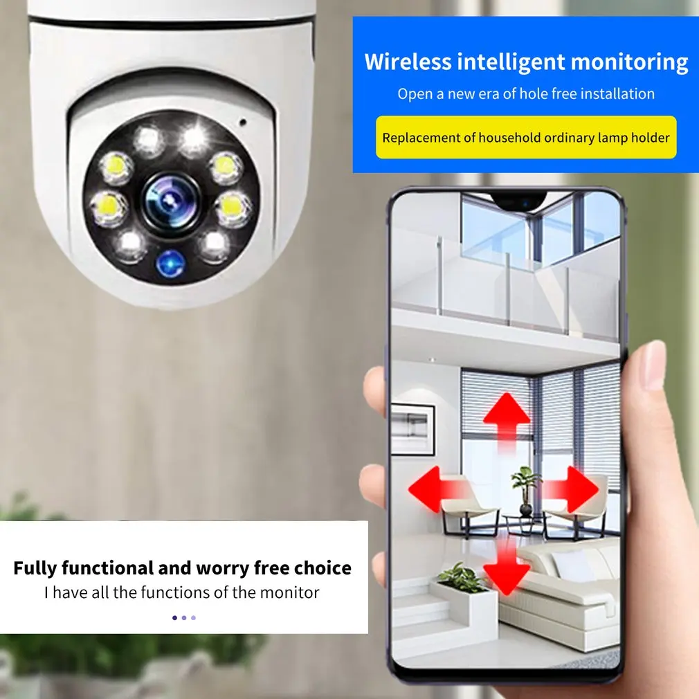 2026 Hot E27 Screw Camera WIFI Surveillance Bulb Camera Full-color Day And Night Lighting Double Light 360 Rotation Dropshipping 2