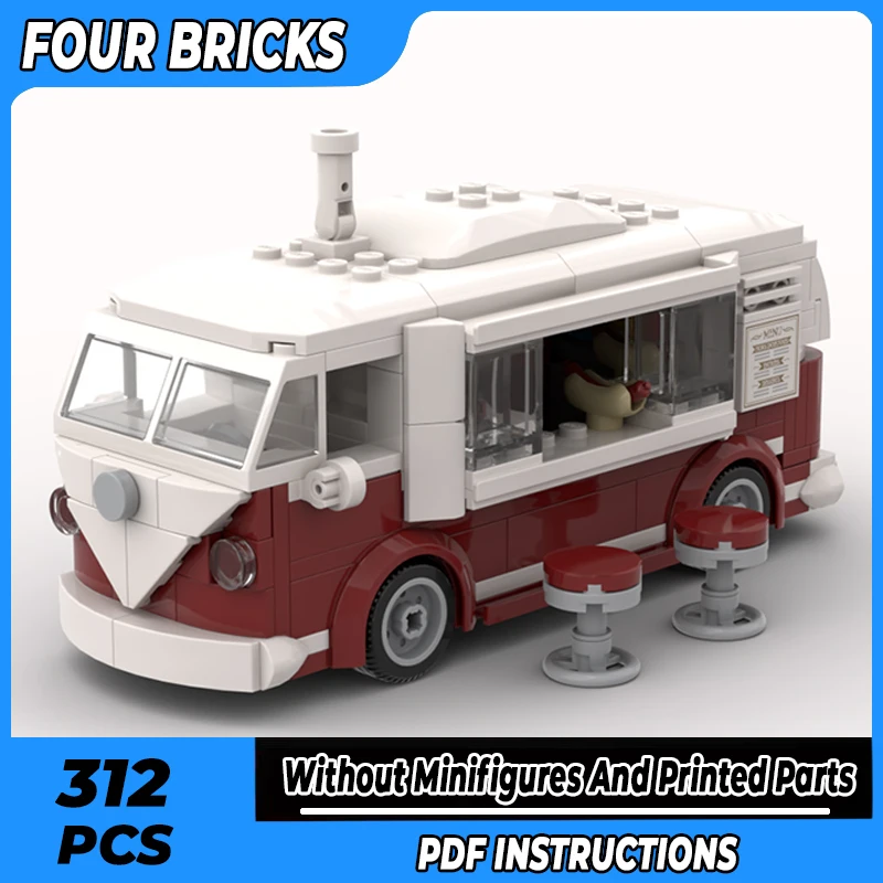 

Moc Building Bricks Car Series Model Mini T1 Food Truck Technology Modular Blocks Gifts Toys For Children DIY Sets Assembly