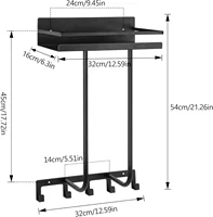 ราวแขวนผ้าเหนือประตู ตะขอแขวนผ้าสําหรับชั้นวางผ้าเช็ดตัวในห้องน้ํา - ติดผนังพร้อมตะขอ 5 อันสําหรับห้องครัวห้องน้ําในห้องนอน 6