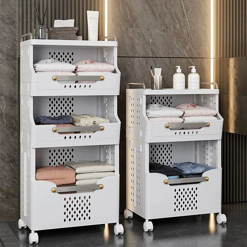 

Living Room Multi-layer Bathroom Shelf Multi-function Organizer Shelf Convenient To Take Snack Rack Mobile Pulley Book Shelf