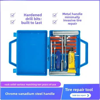 Kit di Riparazione Pneumatici Professionale - Set di Strumenti per Riparare Forature su Pneumatici Tubeless per Auto e Biciclette