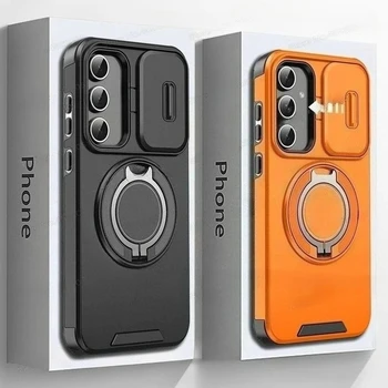 Case For Samsung Galaxy S26 S25 S24 S23 S22 S21 Ultra Plus S25 Edge S25FE S24FE Slide Camera Protect Magnetic holder Armor Cover 1