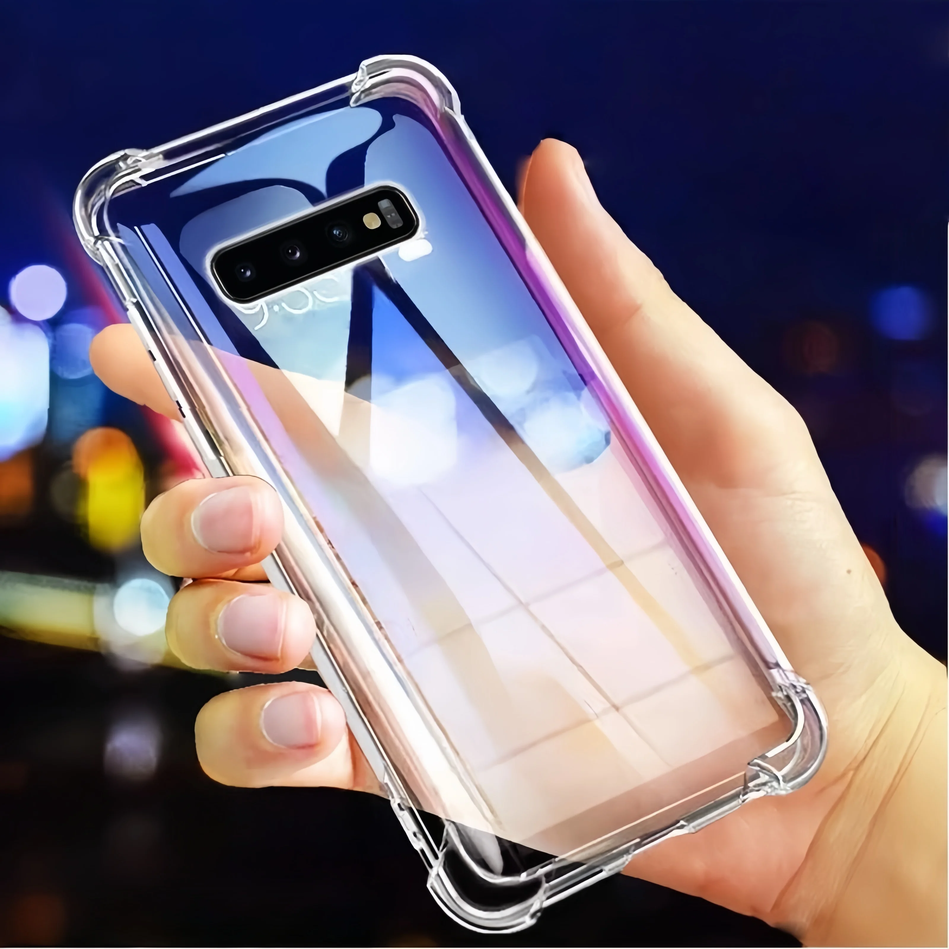 삼성 갤럭시 S10+ / S10 / S10e용 투명 TPU 충격 방지 보호 폰 케이스 - 클리어