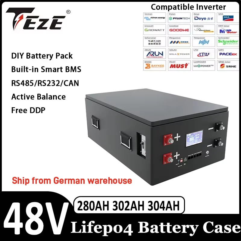 STOCK UE DIY 48V LiFePO4 caja de batería JK 16S 200A Smart BMS 51,2V ...