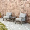 SeeHill Aluminum Patio Furniture Set, 3 Piece Outdoor Patio Bistro Set Conversation Set with Cushions for Porch, Lawn, Limed Oak 1