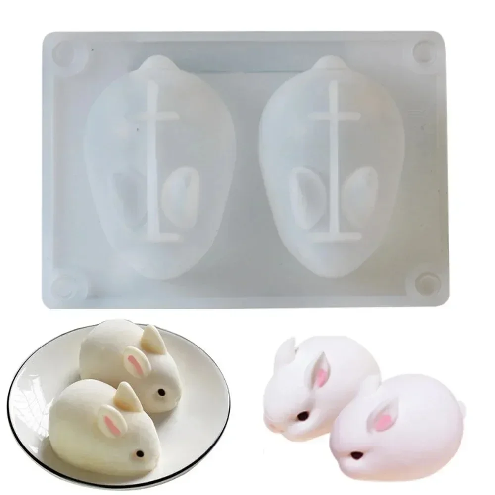 3D Silicone Rabbit Soap Mold DIY Candle Mould Cute Cake Pudding Chocolate Dessert Baking Accessories Candle Making Supplies Hot