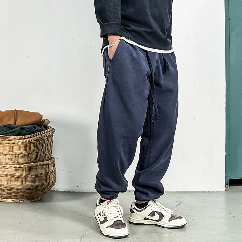 Korean Streetwear Vintage Jogging Sweatpants Men Clothing Harajuku Sport Joggers Casual Running Trousers Male Sport Jogging Trousers Fleece Sweatpants Men Casual Pants