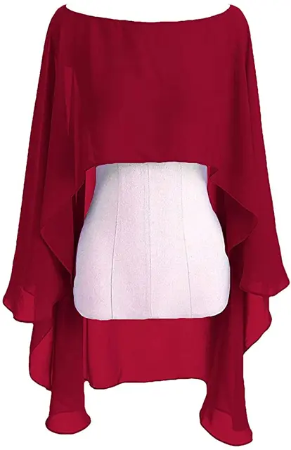 Chiffon Cape Bolero Women Femme Mariage Chalas Mujer Evening Wedding Bridal Jacket Wraps Accessories Peleryna Cloak Boda Shawl Burgundy