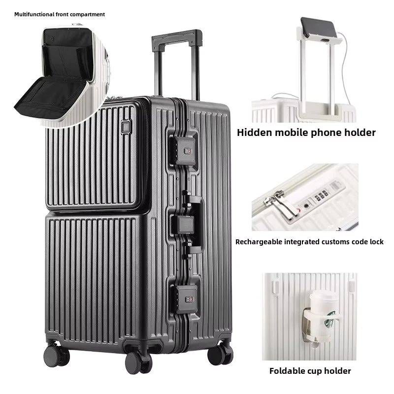 Maleta COLENARA con ruedas para hombre, cubierta de carrito con marco de aluminio para ordenador portátil con apertura frontal, 26 "28" 30 "32 pulgadas, equipaje ABS + PC para mujer