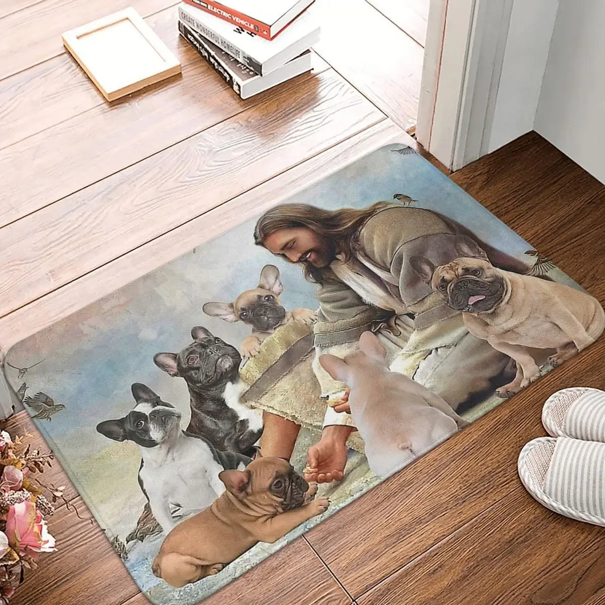 

Коврик для ванной Bulldog с изображением Иисуса Бога, Придверный коврик, кухонный ковер, ковер для входной двери, домашний декор