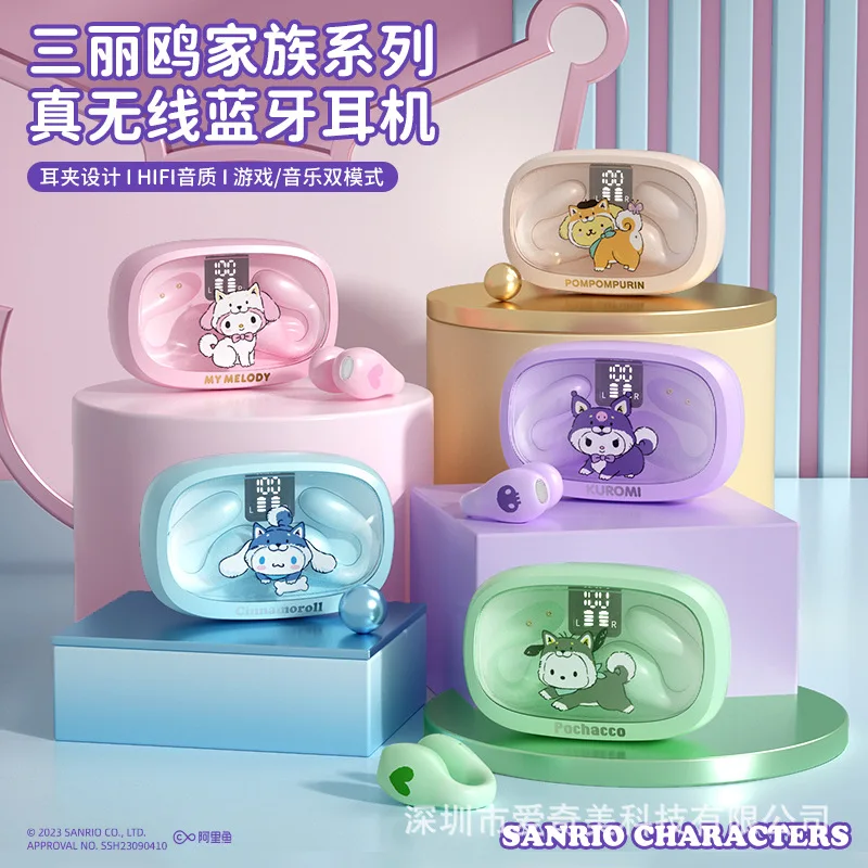 

Sanrio Bluetooth Earphones Kuromi Kawaii Wireless Headphones Cinnamoroll Noise Reduction Pom Pom Purin Music Headset