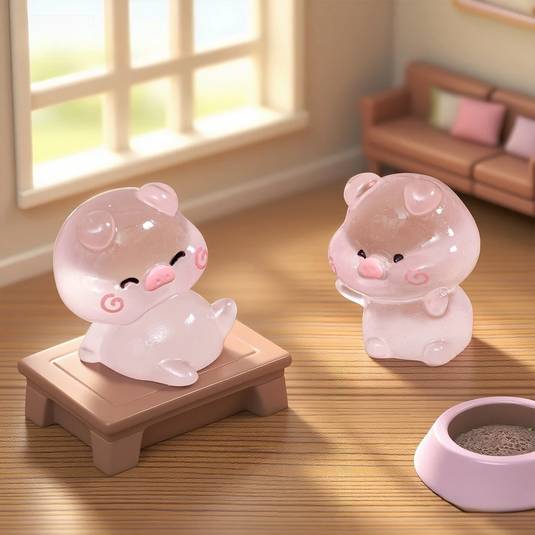 50/20PCS Mini Pink Pig Glow At Night Kawaii Home Decor Luminous Cute Piggy Miniature Figurines Desk Decoration DIY Accessories 4