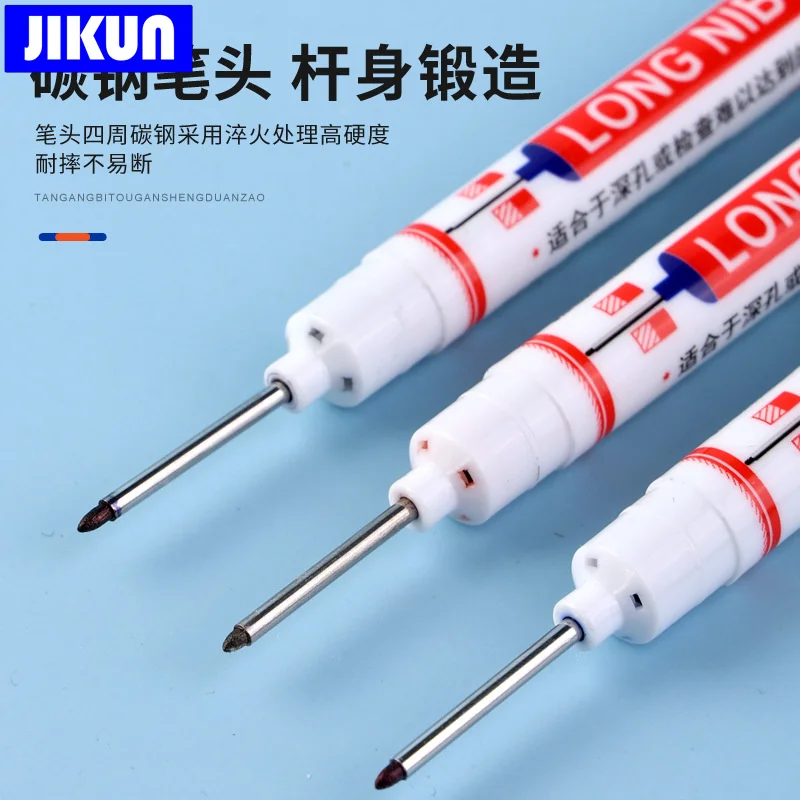 Long Head Oil Markers Pens Waterproof Multi-purpose Deep Hole Metal Thin Marker Pen Green/Red/Black/Blue Ink 4pcs