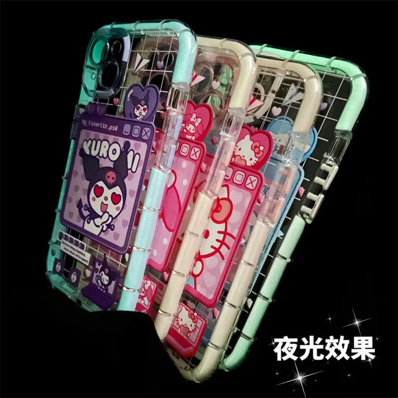 

Luminous Cartoon Sanrio Kawaii Animal Apple 11 For Iphone12/13pro Max Mobile Phone Case Xs Max Anti-Fall Peripheral Products