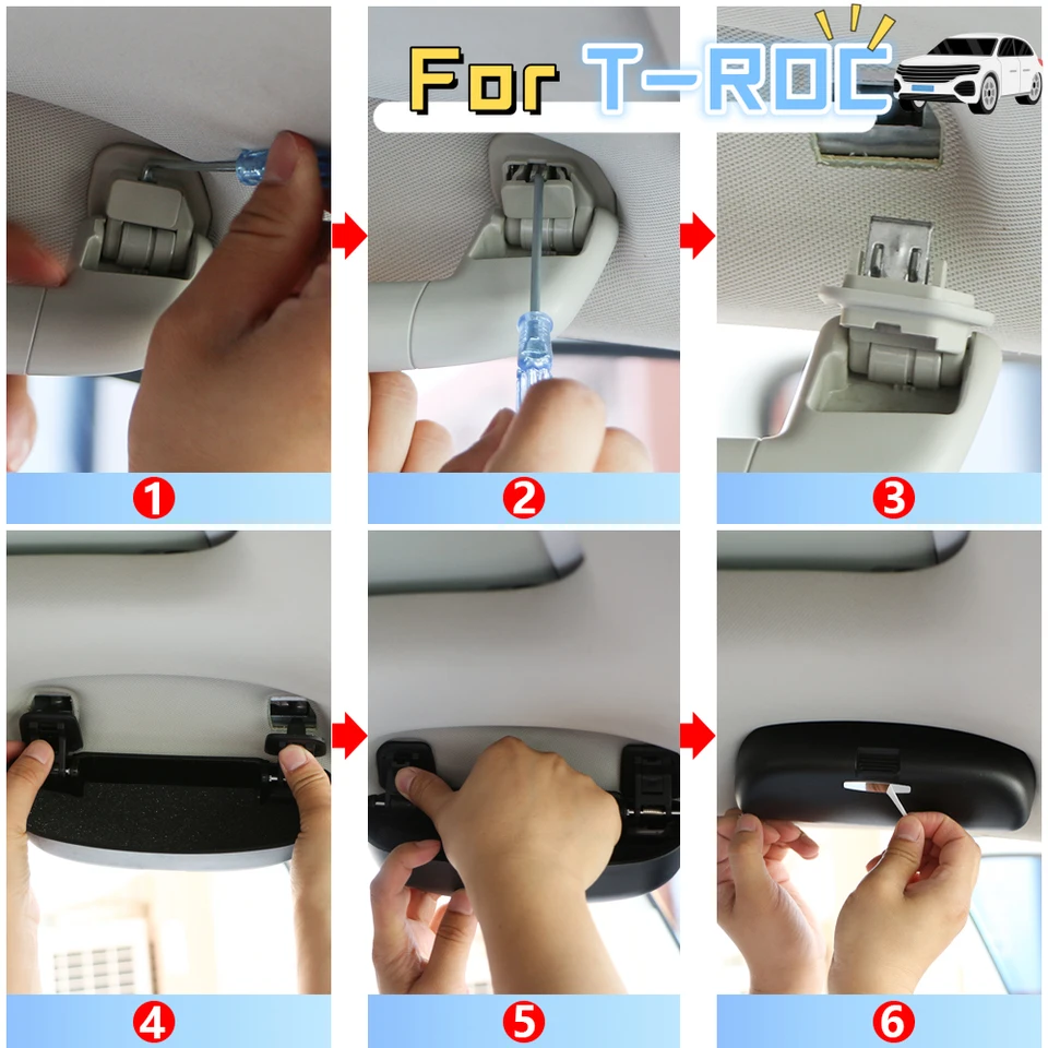 LFOTPP Étuis à Lunettes Pour T-Roc, Porte Lunettes Support De Soleil Pour Voiture, Lunettes De Soleil Intérieur De Voiture Boîte De Rangement Organisateur Auto Accessoires (Beige