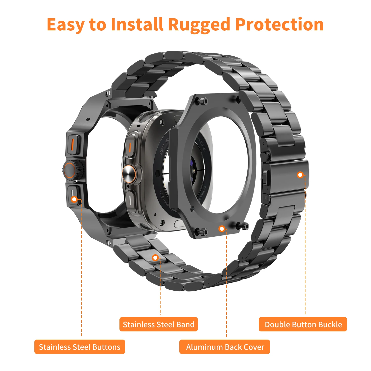 Mod Kits For Samsung Watch Ultra 47MM Metal Case Band For Samsung Galaxy Watch Ultra LTE 47mm Luxury Men Bracelet Accessories