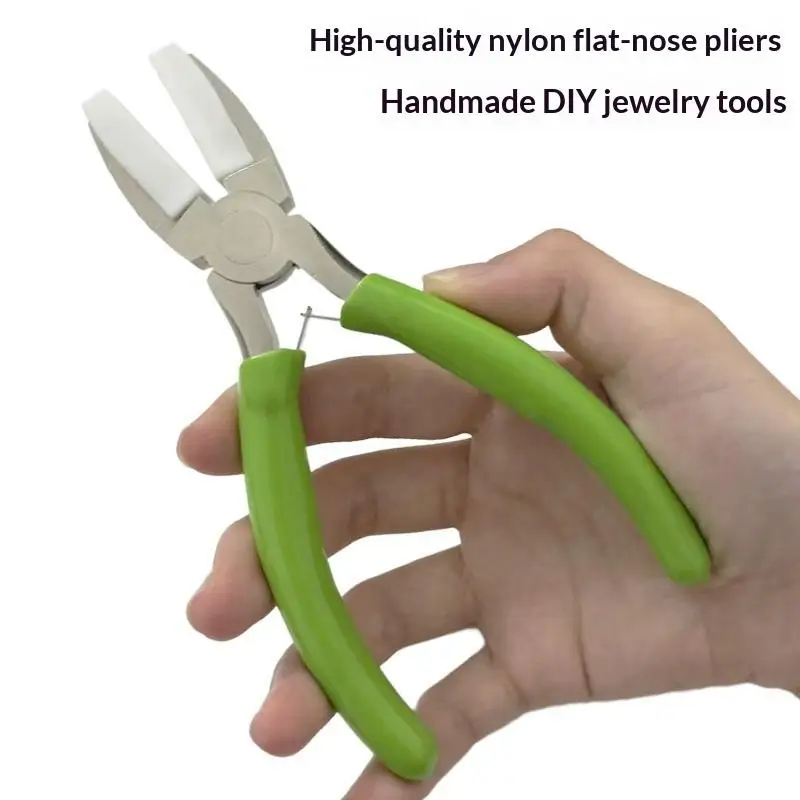 1개입 탄소강 나일론 죠 플라이어, 평면 코 DIY 공예 도구, 비딩, 루핑, 쉐이핑, 와이어, 쥬얼리 제작 및 수리용