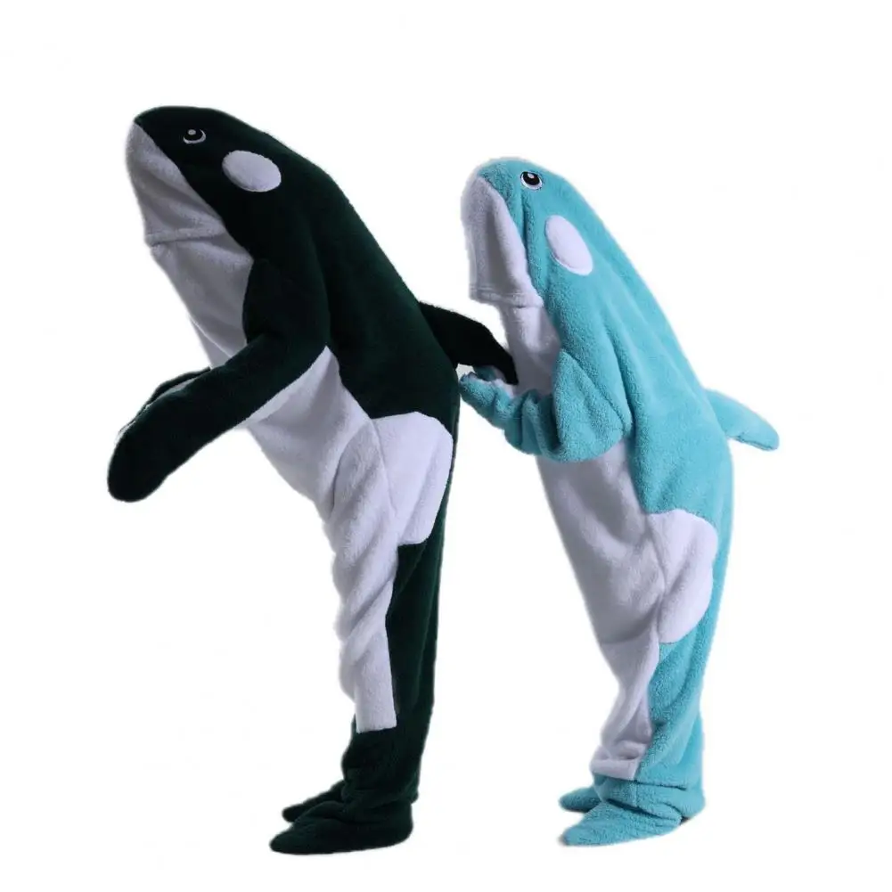 Overnight Stay Comforter Whale Shaped Sleeping Bag Whale Shape Soft Flannel Sleeping Bag for Family Outings for Camping
