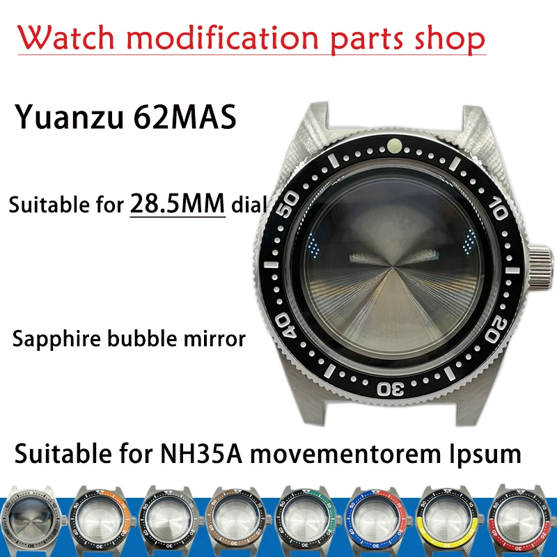 Seiko Yuanzu 62MAS Modified Case Sapphire Pot Cover Bubble Watch Mirror Retro Diving Watch Custom Matching NH35 Movement