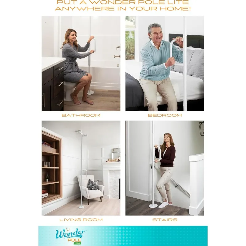 Adjustable Floor to Ceiling Safety Grab Bar with Security Support Handle for Fall Prevention, Tension