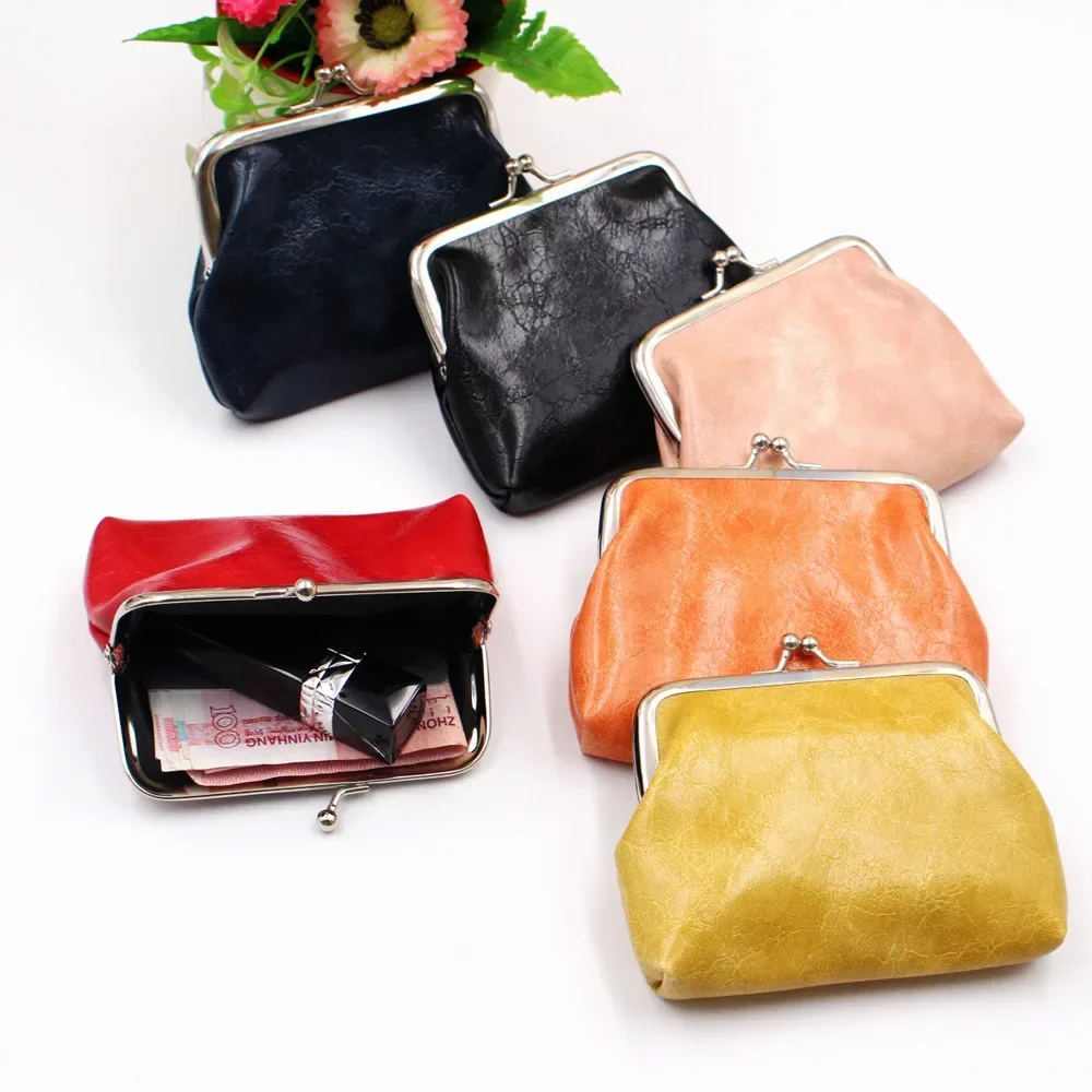 2023 New Women's Money Bag Plush/Oil Wax Leather Wallet 4-inch Buckle Mini Wallet Lipstick Storage Bag Women's Wallet 3