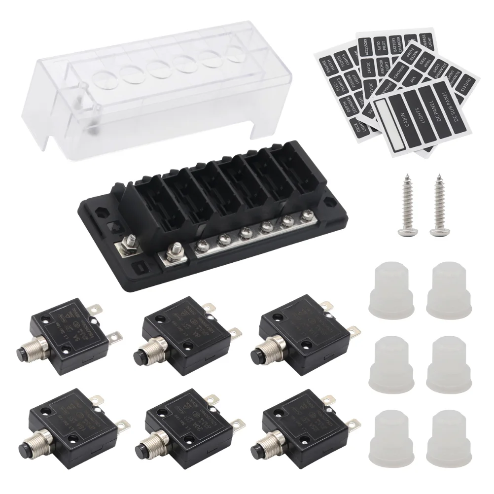 

1 Set Auto Circuit Breaker Block Portable 1 in 6 out 6 Position Circuit Breaker