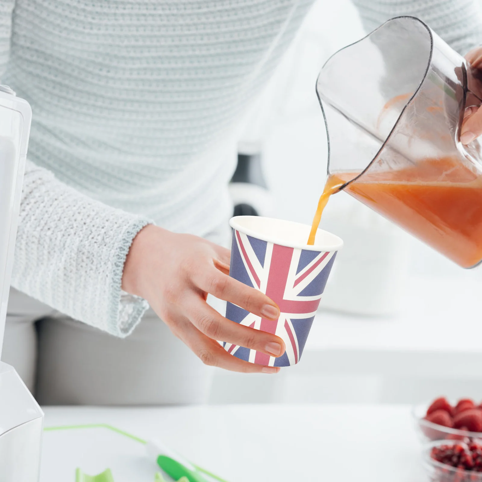 16 Pcs British Flag Paper Cup Cups for Party Water Union Jack Decorative Coffee Mug Patterns Household