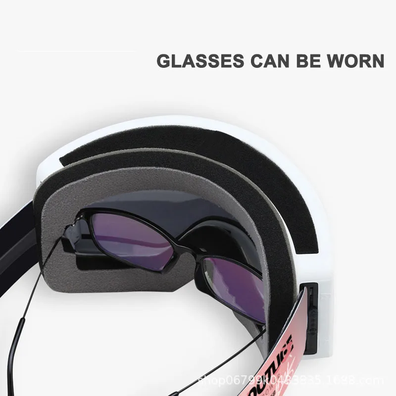 Double Layer Anti Fog Magnetic Absorption Cylindrical Ski Goggles Men Women Windproof UV400 HD lenses Snowboarding Ski Glasses 4