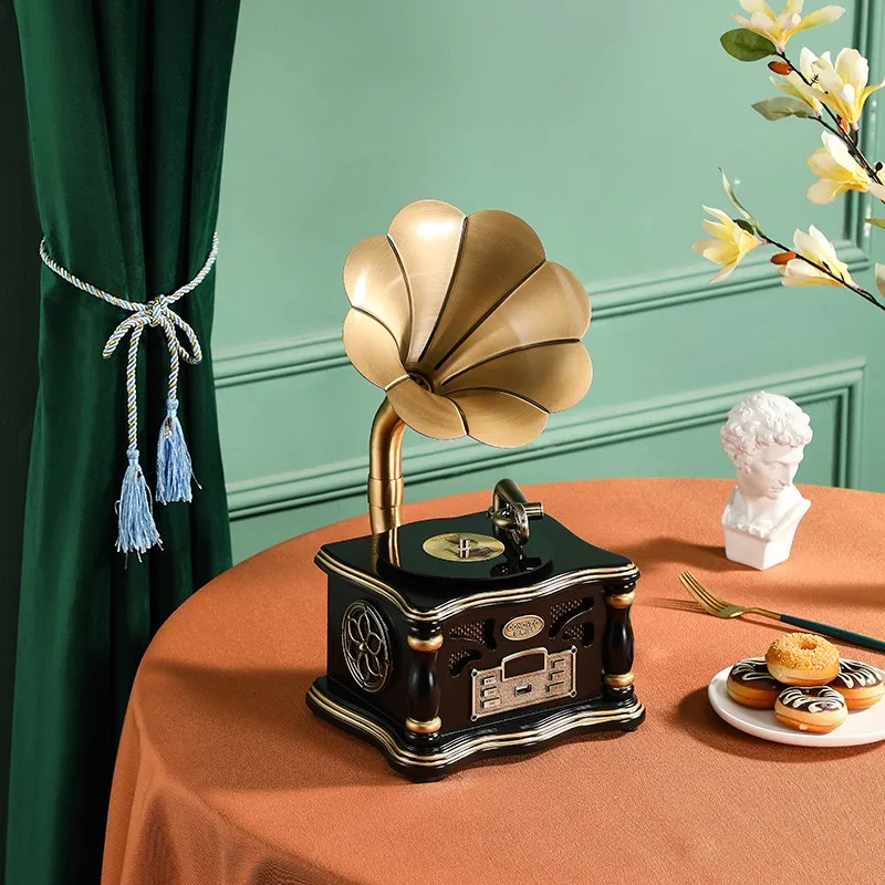 Grammofono Vintage Soggiorno Europeo Vecchio Nostalgico Record Play Decorazione Vinile Americano Creativo Stereo Bluetooth Sound Box