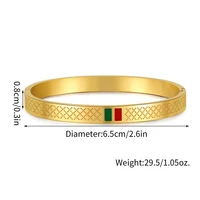 Luxury Round Enamel Stainless Steel Bangles & Bracelets No Fade Color Open Bangle For Women Girls Men Wedding Lover Jewelry 2