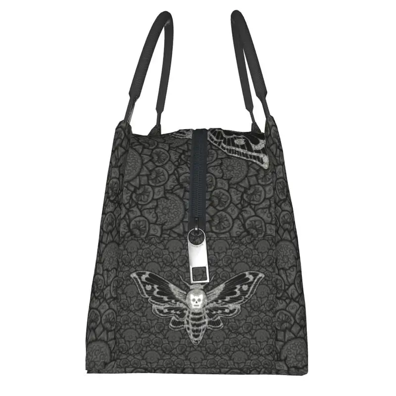 Gothic Death Moth Resuable Lunch Box Women Waterproof Cooler Thermal Food Insulated Occult Witchcraft Lunch Bag Picnic Bags