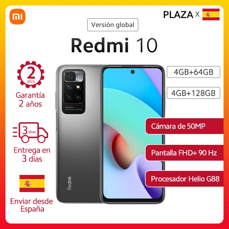 Xiaomi Redmi 10 Smart phones NFC 50MP AI Quad Camera 90Hz FHD + Display Helio G88 5000mAh Batería En stock Smartphones Moviles Baratos Libre Android|Teléfonos móviles| - AliExpress