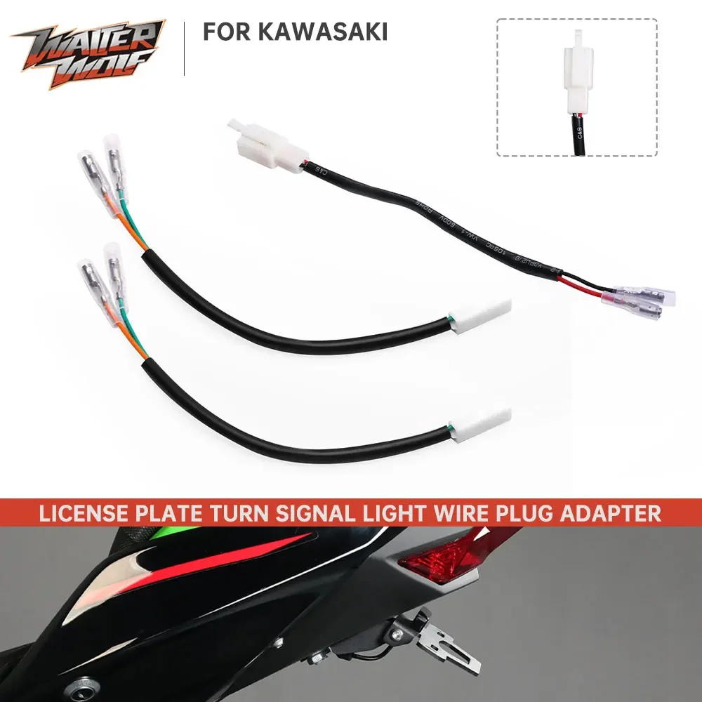 Motorcycle Turn Signal Lights For Kawasaki Z1000 Z800 Z750 Z650 Z400 NINJA 300 400 125 Turn Signal Light Wire Adapter License Plate Lamp Wiring Plug Connector