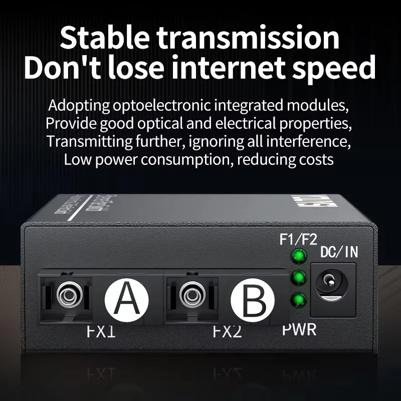 YOUYSI Gigabit Single Mode Single Fiber Optic Transceiver SC Port 1000M Optoelectronic Converter [2 Optical, 4 El