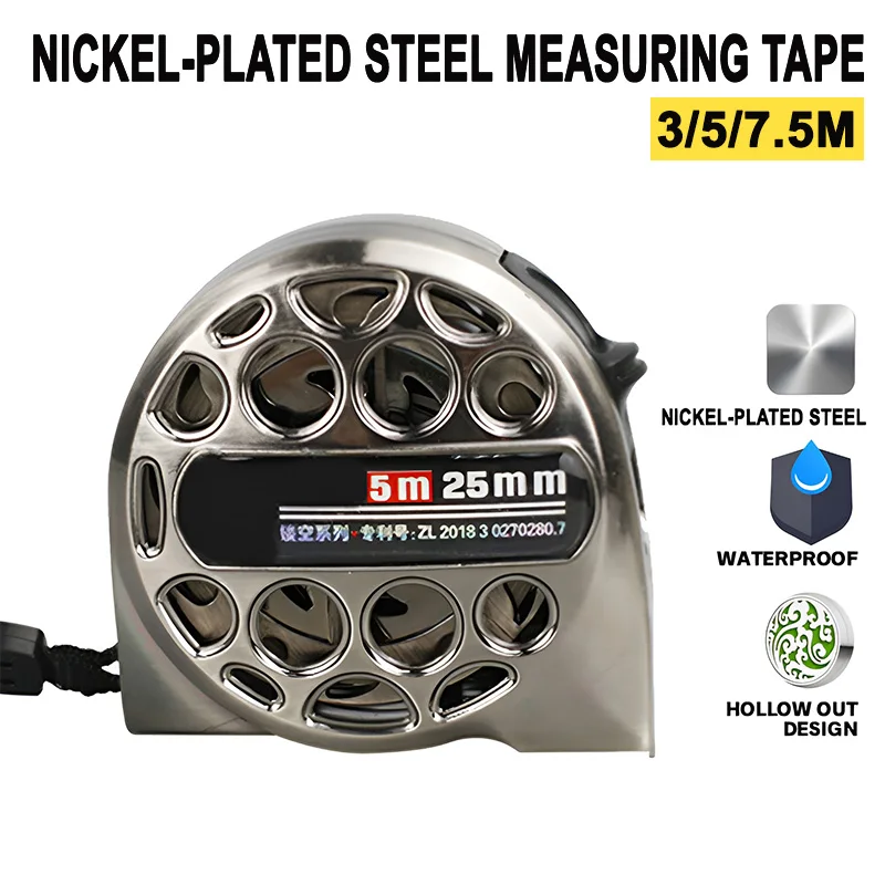 Hollow Stainless Steel Tape 3m/5m/7.5m Waterproof Metric Retractable Measurement Ruler Anti-Corrosion Woodworking Measuring Tape tape measure measuring tape