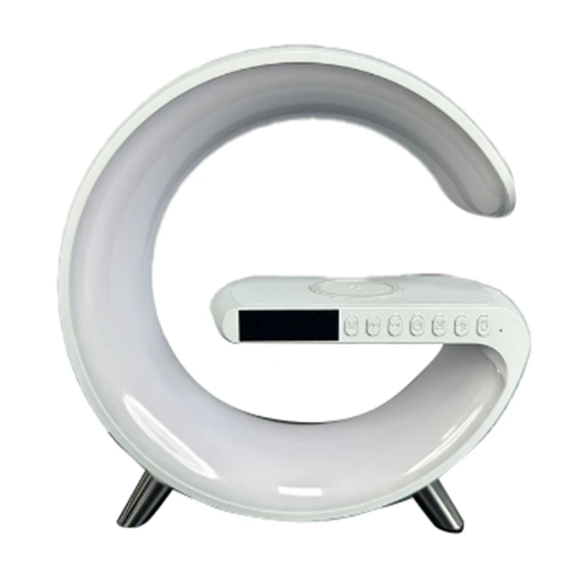 

LED Atmosphere RGB Light Wireless Charger Alarm Clocks Speaker APP Control For Iphone EU Plug