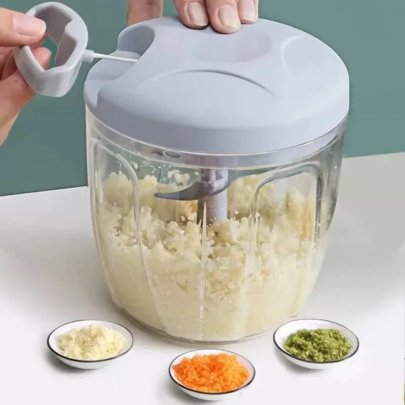 Manual Meat Grinder Garlic Chopper Rotating Garlic Press Vegetable Onion Cutting Machine 160/500/1000ML,garlic press,vegetable chopper,kitchen tools