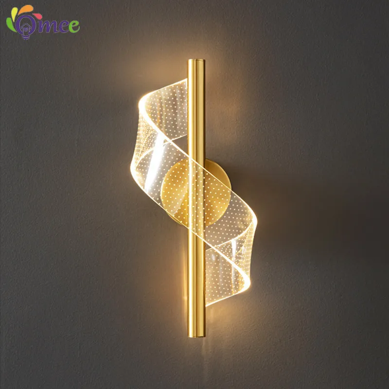 LED Wall Lights Luxury Gold Nordic Creative Acrylic Bedroom Bedside Hallway Living Room Balcony Vanity Decoration Wall Lamps